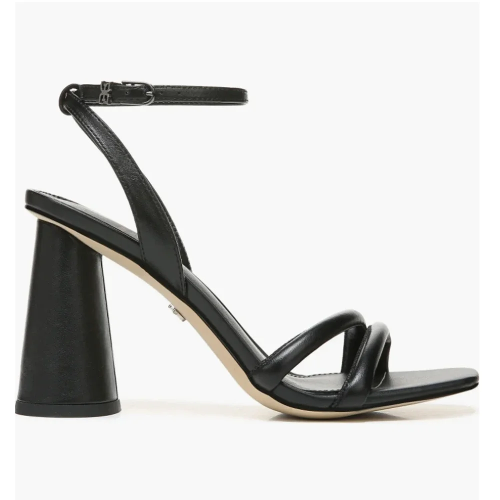 SAM EDELMAN Women's Kia Heel Sandals 6 WIDE Black Leather NWOB